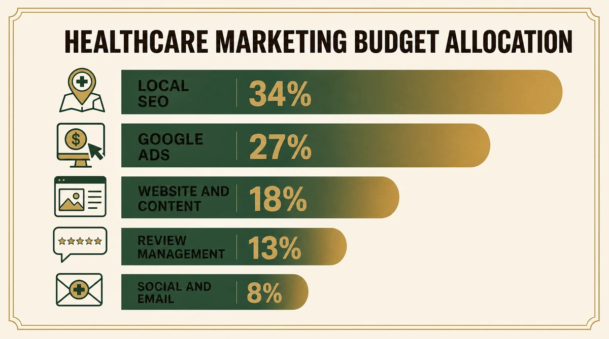 Healthcare marketing budget allocation breakdown by channel