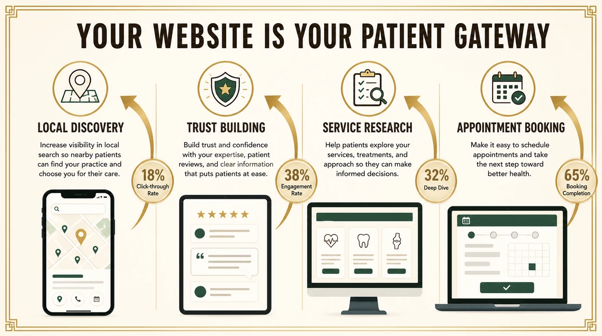 Healthcare website patient conversion path - from provider discovery to appointment booking