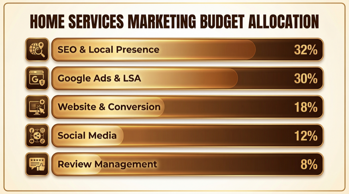 Home Services Google Ads budget allocation breakdown by campaign type