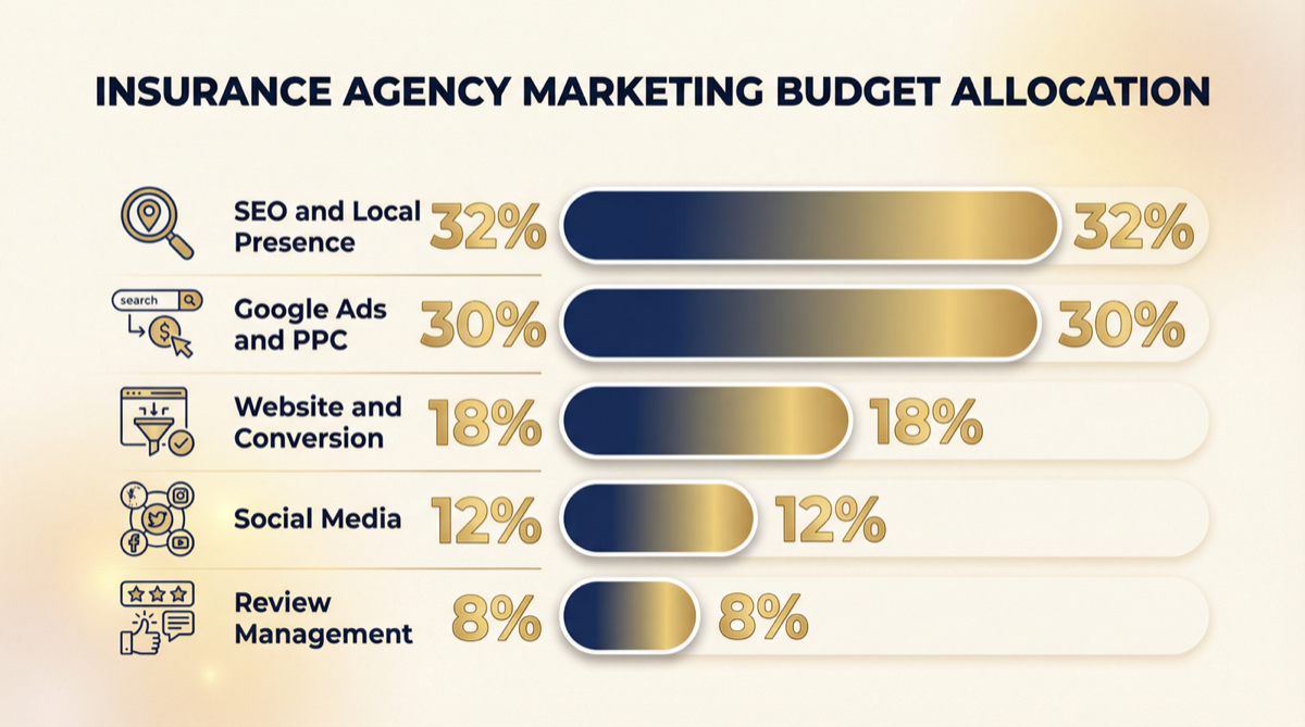 Insurance agency marketing budget allocation breakdown