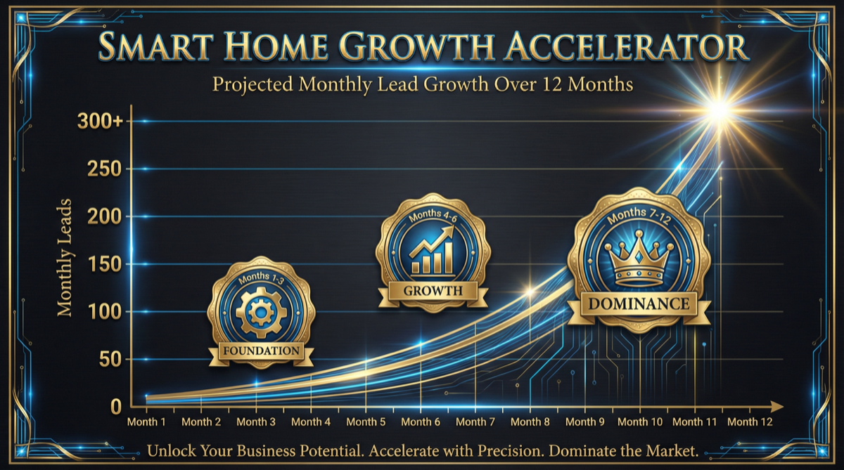 Smart home lead growth chart over 12 months